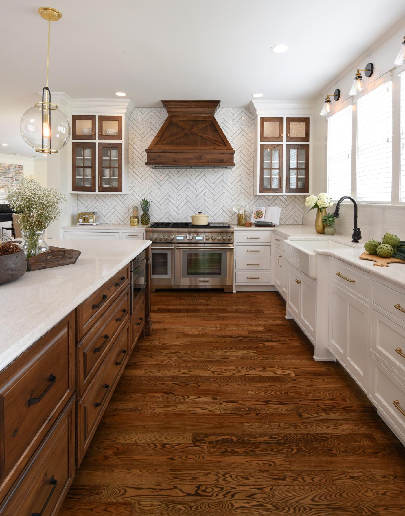 Kitchen with hardwood flooring installed by The Flooring Guys